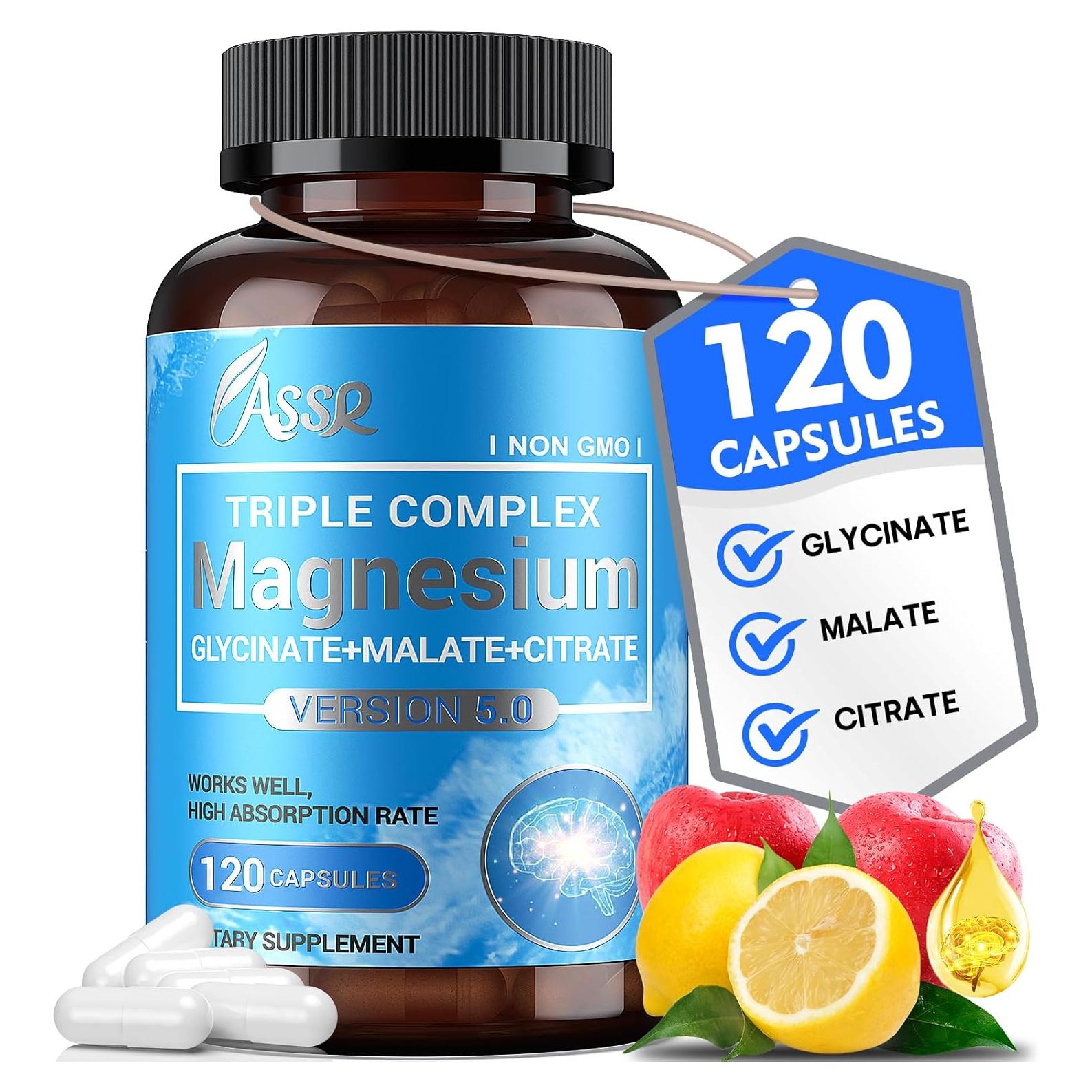 Suplemento de Magnesio Triple ASSR 300mg - 120 Cápsulas Veganas