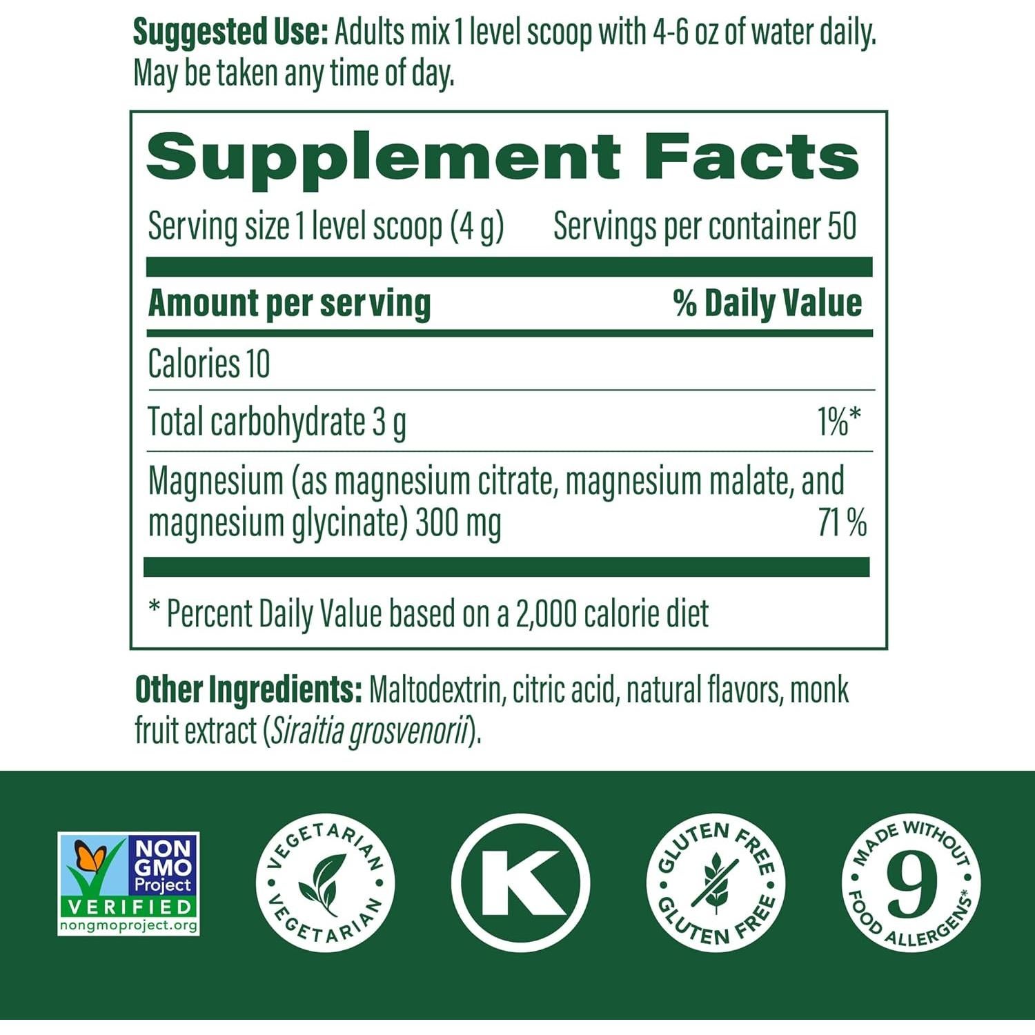 MegaFood Polvo de Magnesio 200 g - Limonada de Frambuesa