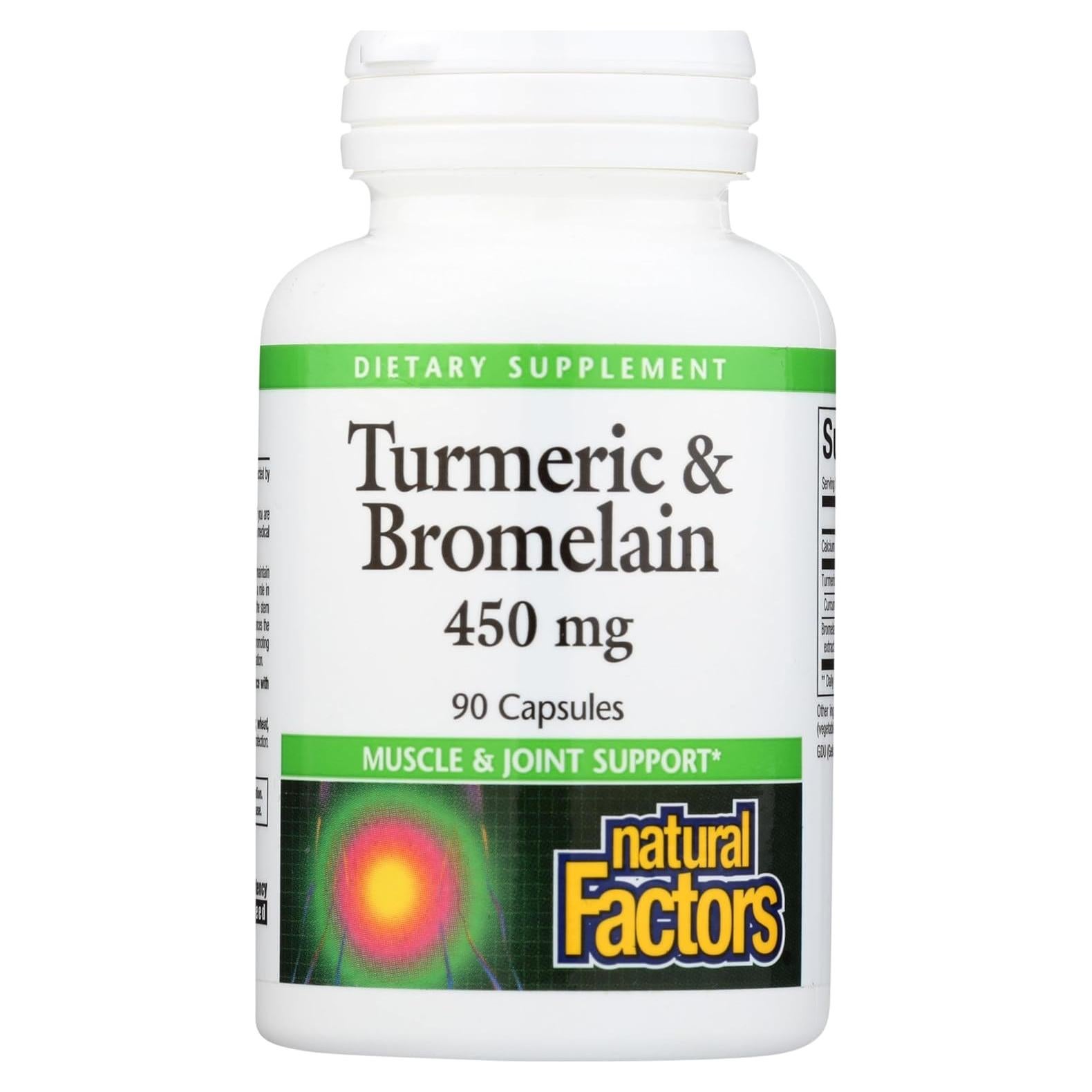 Cápsulas de Cúrcuma y Bromelina 450 mg - Factores Naturales, 90 Unidades