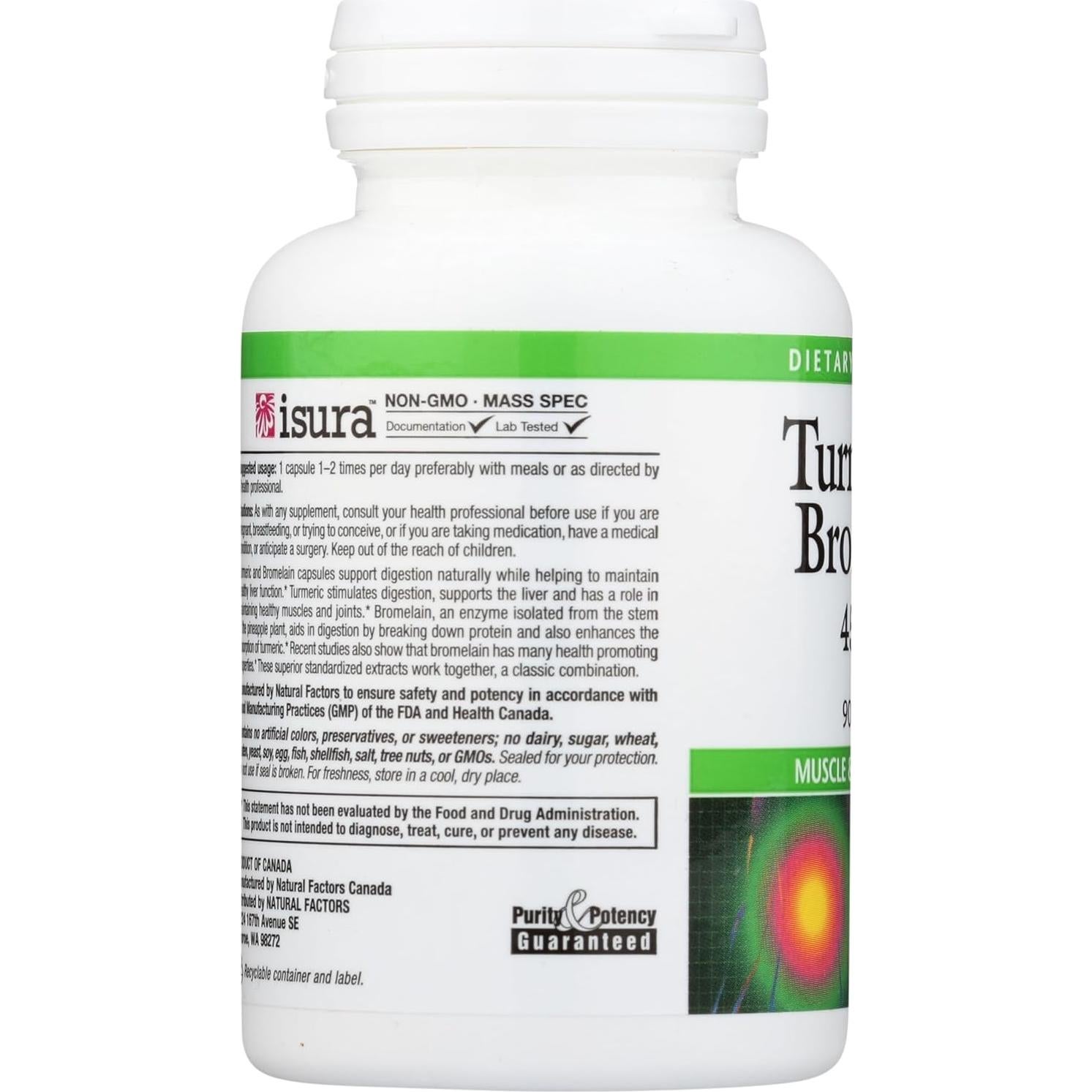 Cápsulas de Cúrcuma y Bromelina 450 mg - Factores Naturales, 90 Unidades