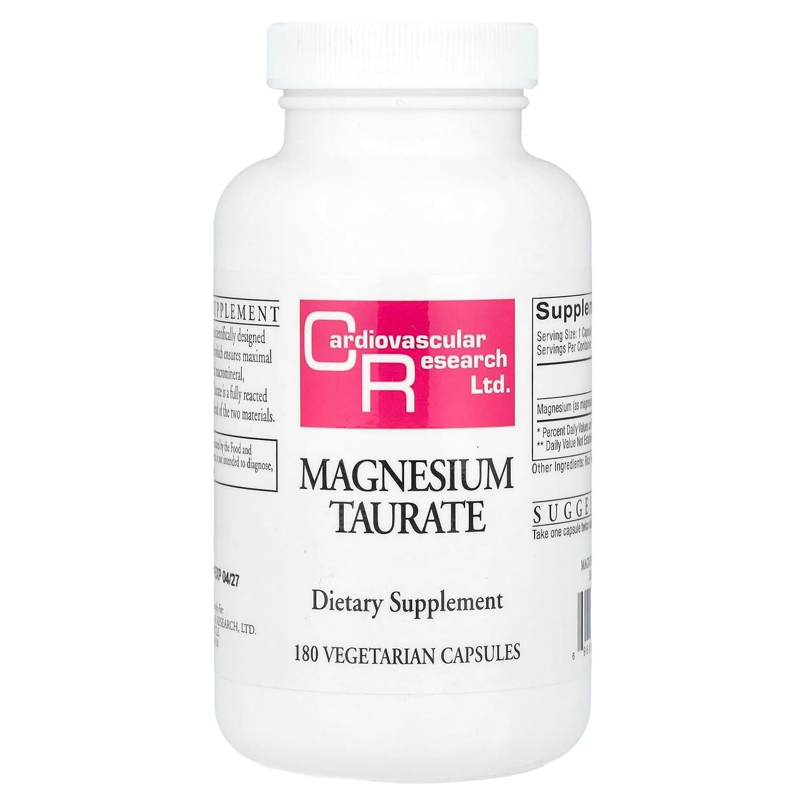 Taurato de Magnesio 125 mg Investigación Cardiovascular 180 Cápsulas
