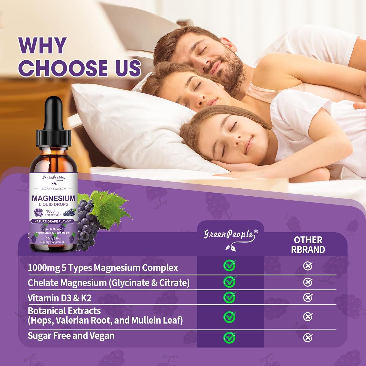 Glicinato de Magnesio Líquido 1000mg - 59ml Uva Sin Azúcar