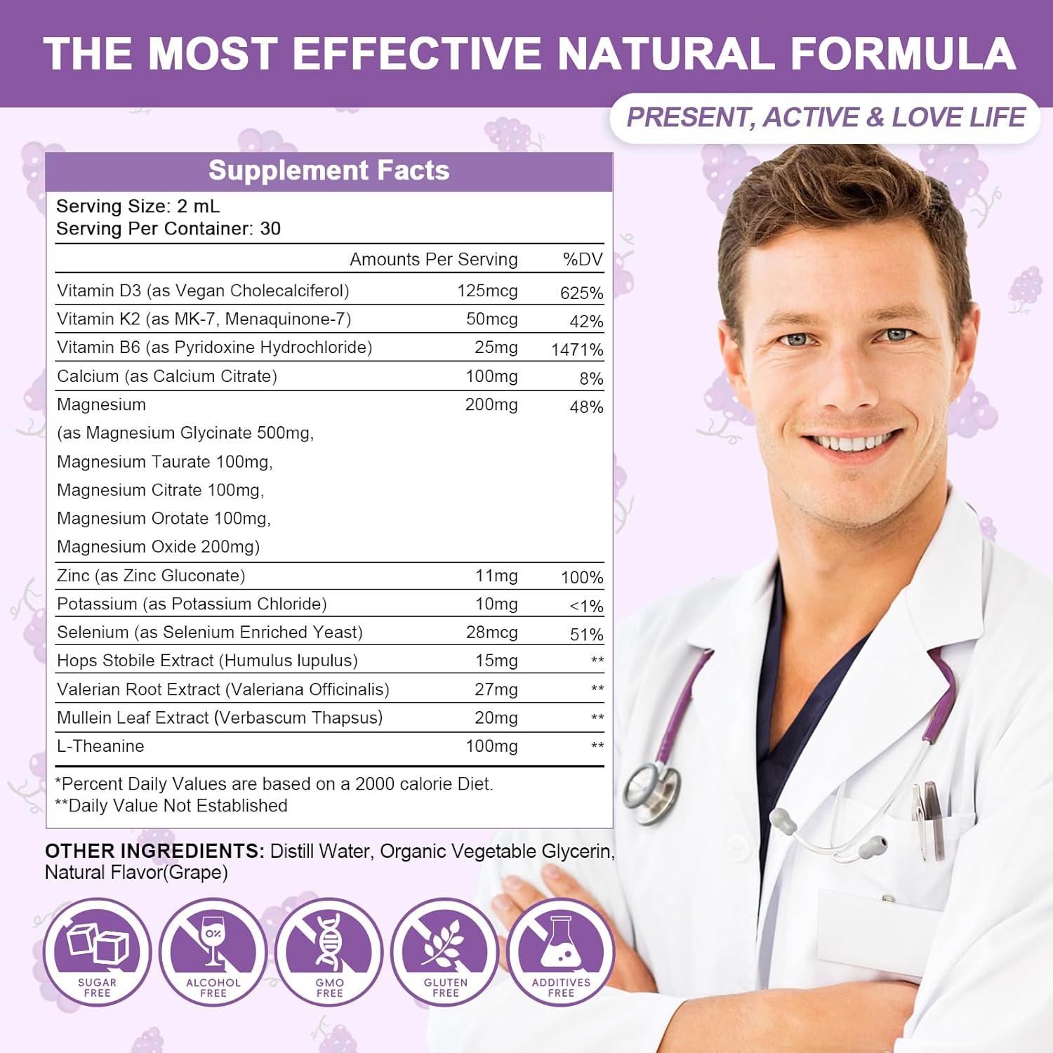 Glicinato de Magnesio Líquido 1000mg - 59ml Uva Sin Azúcar