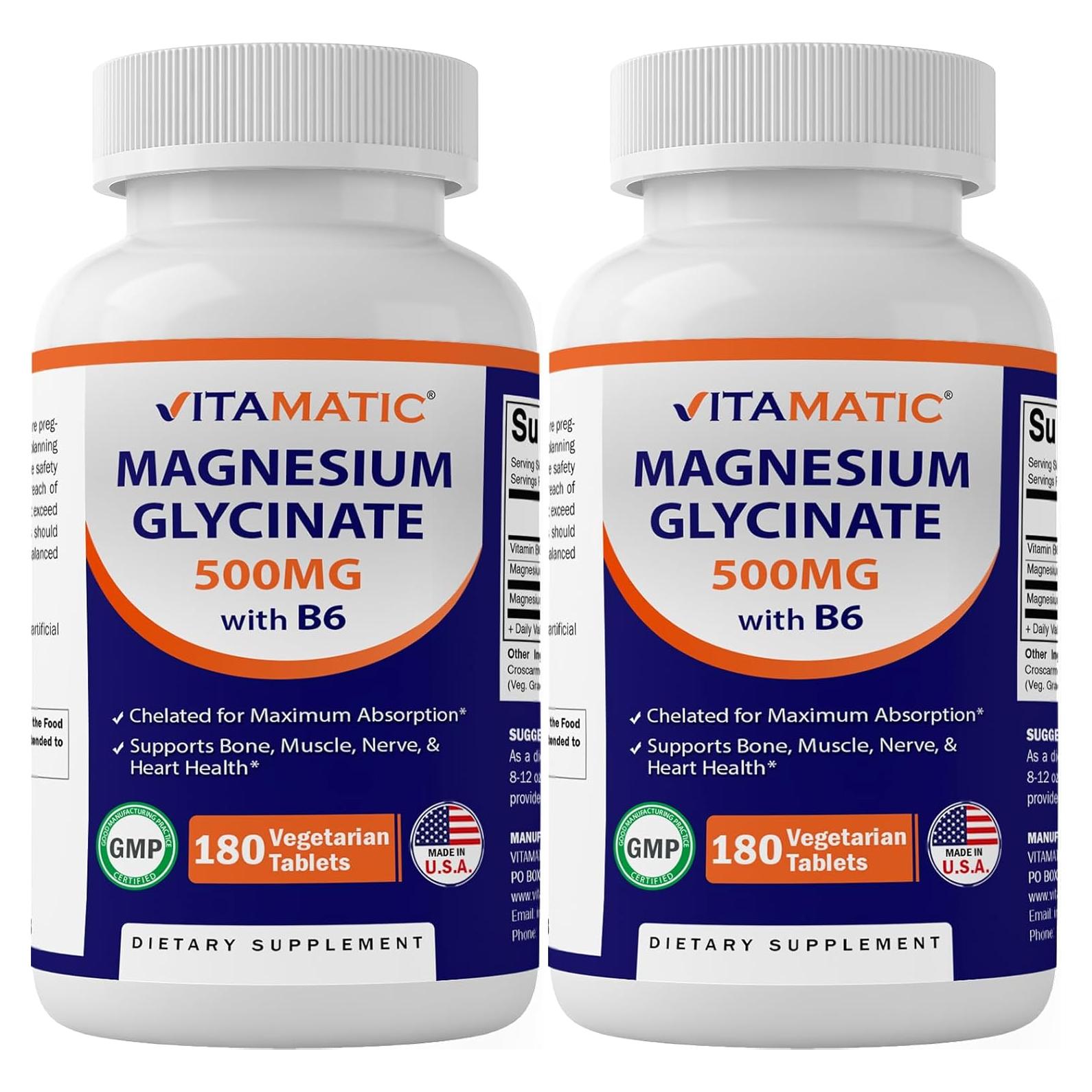 Vitamatic Magnesio Glicinato 500mg 180 Tabletas Vegetarianas