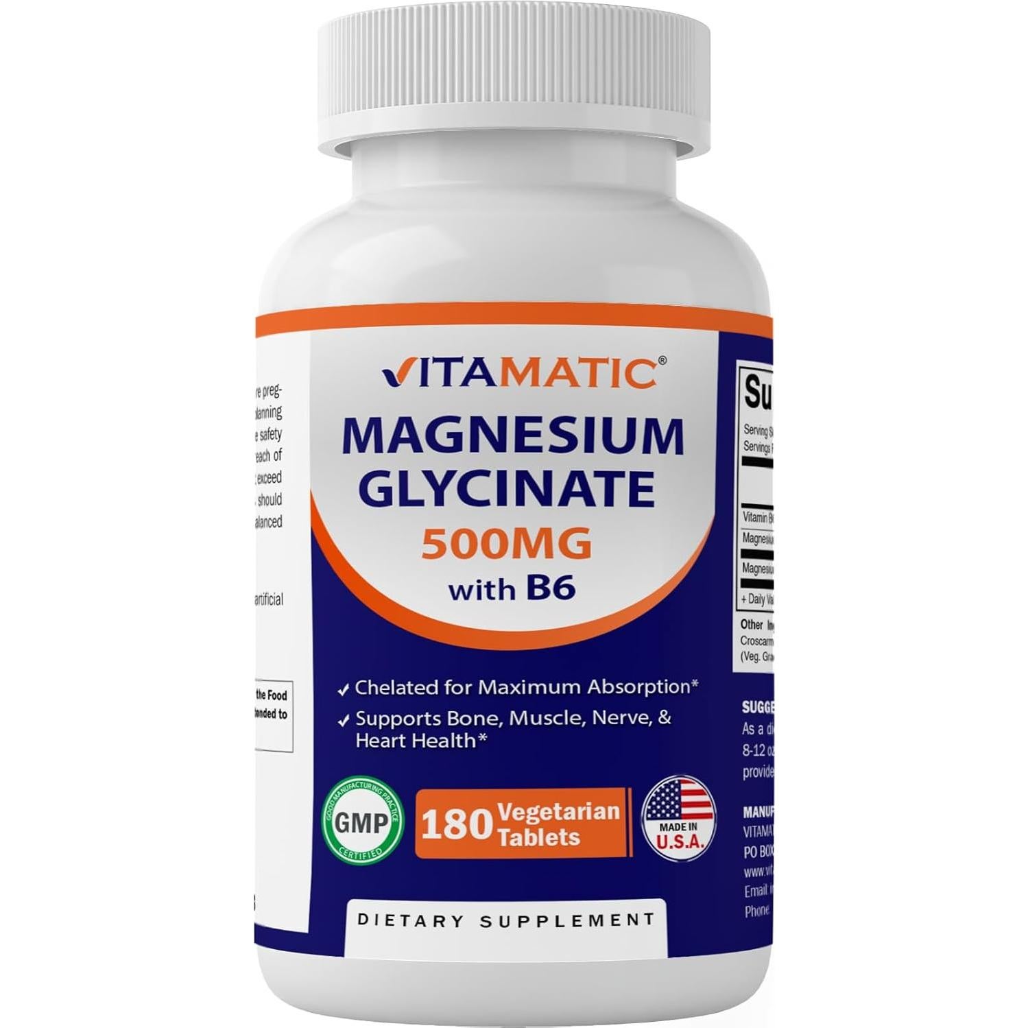 Vitamatic Magnesio Glicinato 500mg 180 Tabletas Vegetarianas