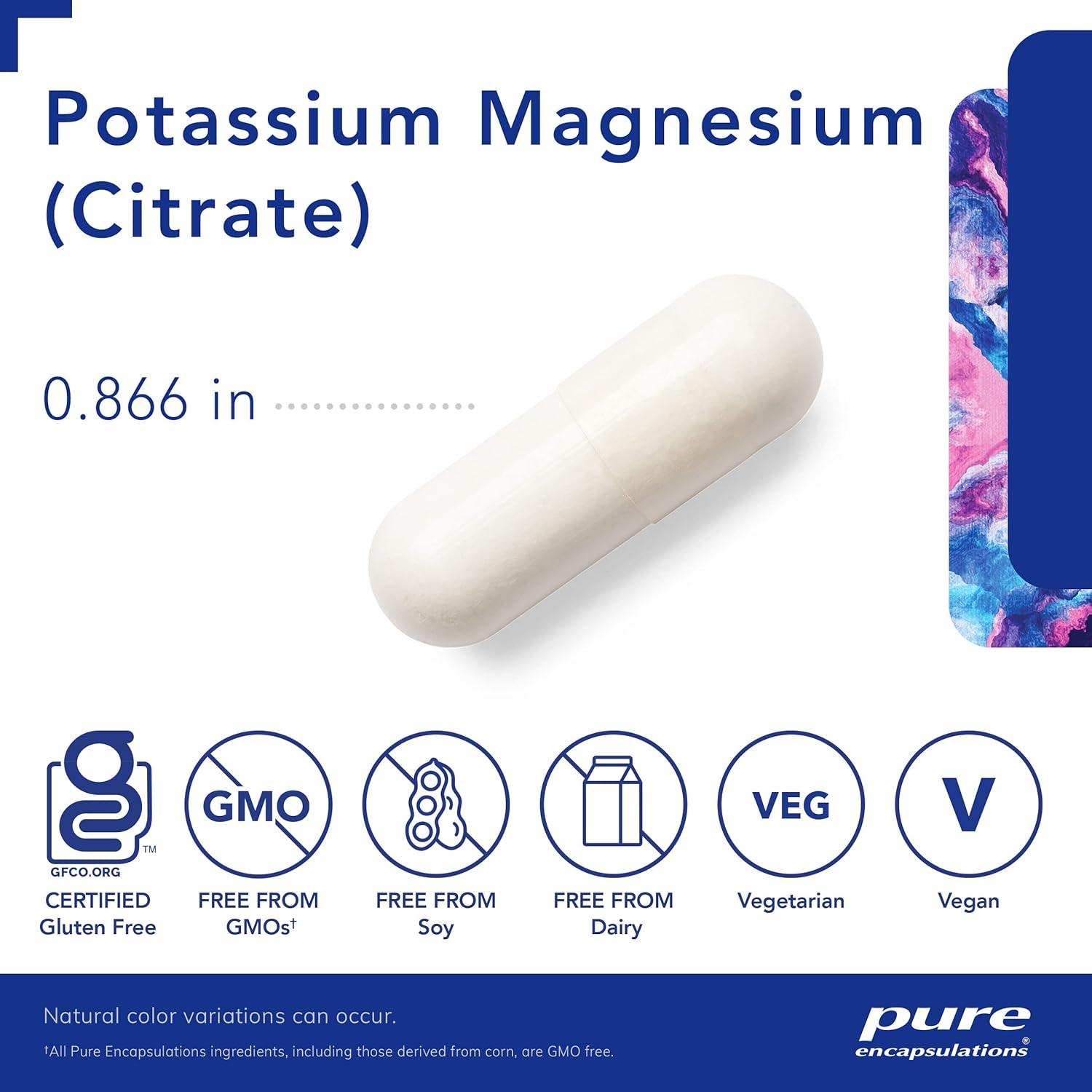 Suplemento Mineral Potasio Magnesio Citrato Pure Encapsulations - 180 Cápsulas