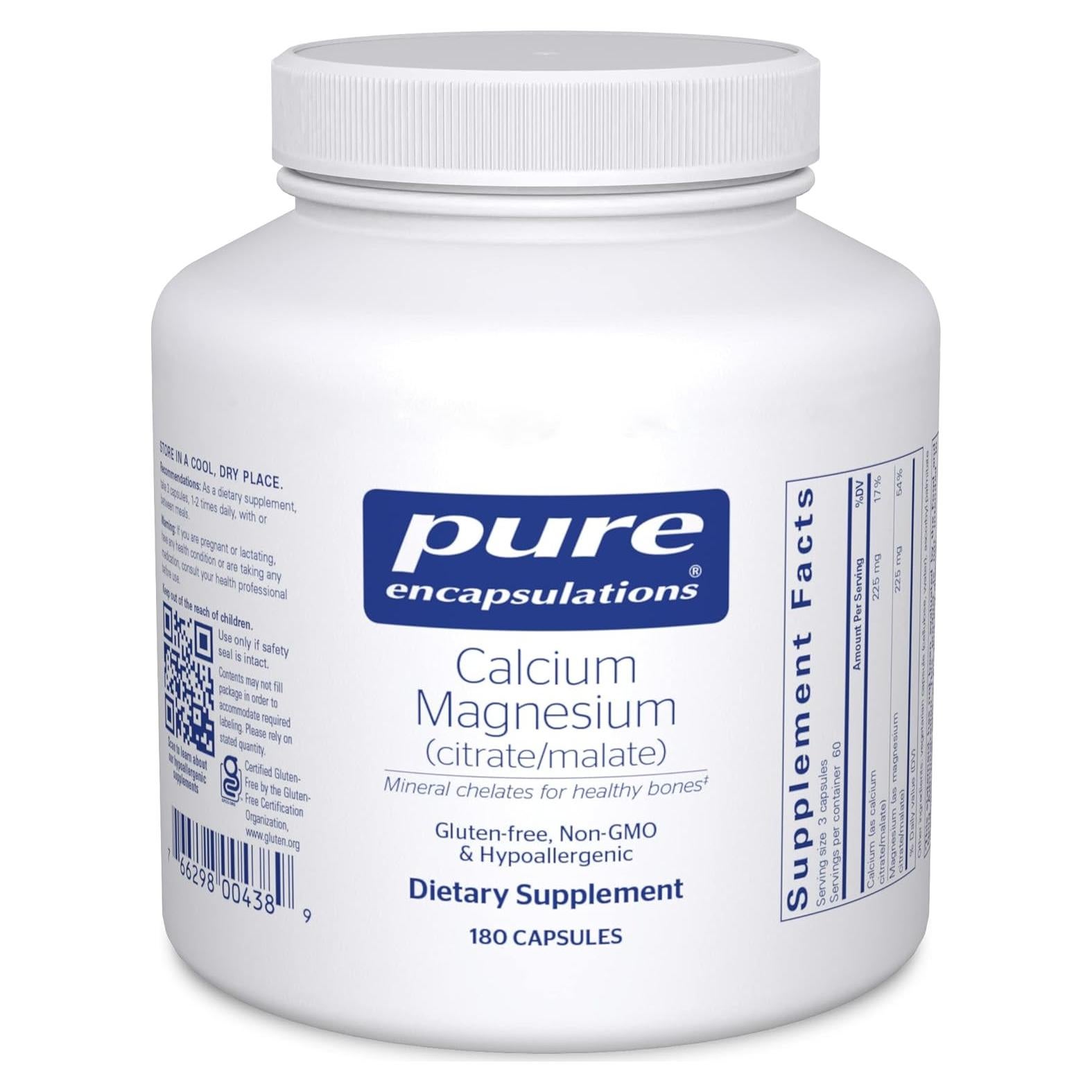 Suplemento Calcio Magnesio Pure Encapsulations 180 Cápsulas
