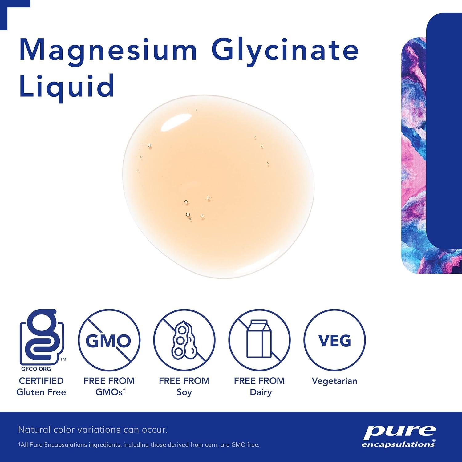 Magnesio Glicinato Líquido Pure Encapsulations 480 ml - Salud Ósea y Cardiovascular