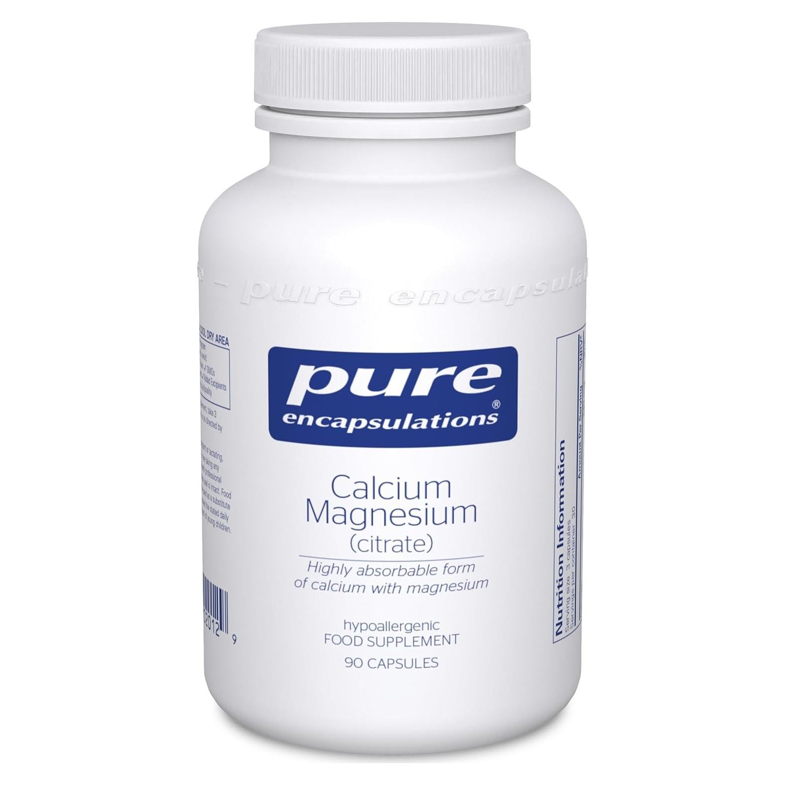 Suplemento Calcio Magnesio Citrato Pure Encapsulations 90 Cápsulas