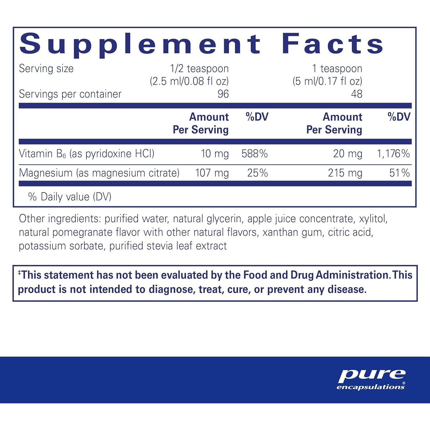 Magnesio Líquido Pure Encapsulations 240 ml - Salud Musculoesquelética