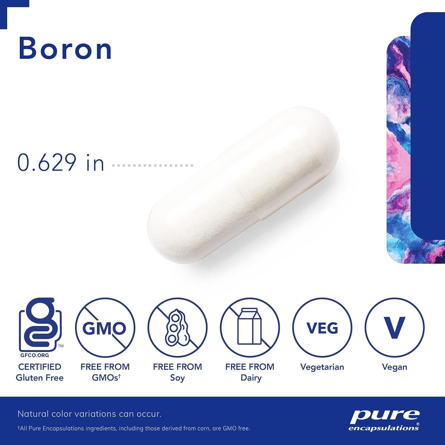 Suplemento Boro Pure Encapsulations 60 Cápsulas - Equilibrio Hormonal
