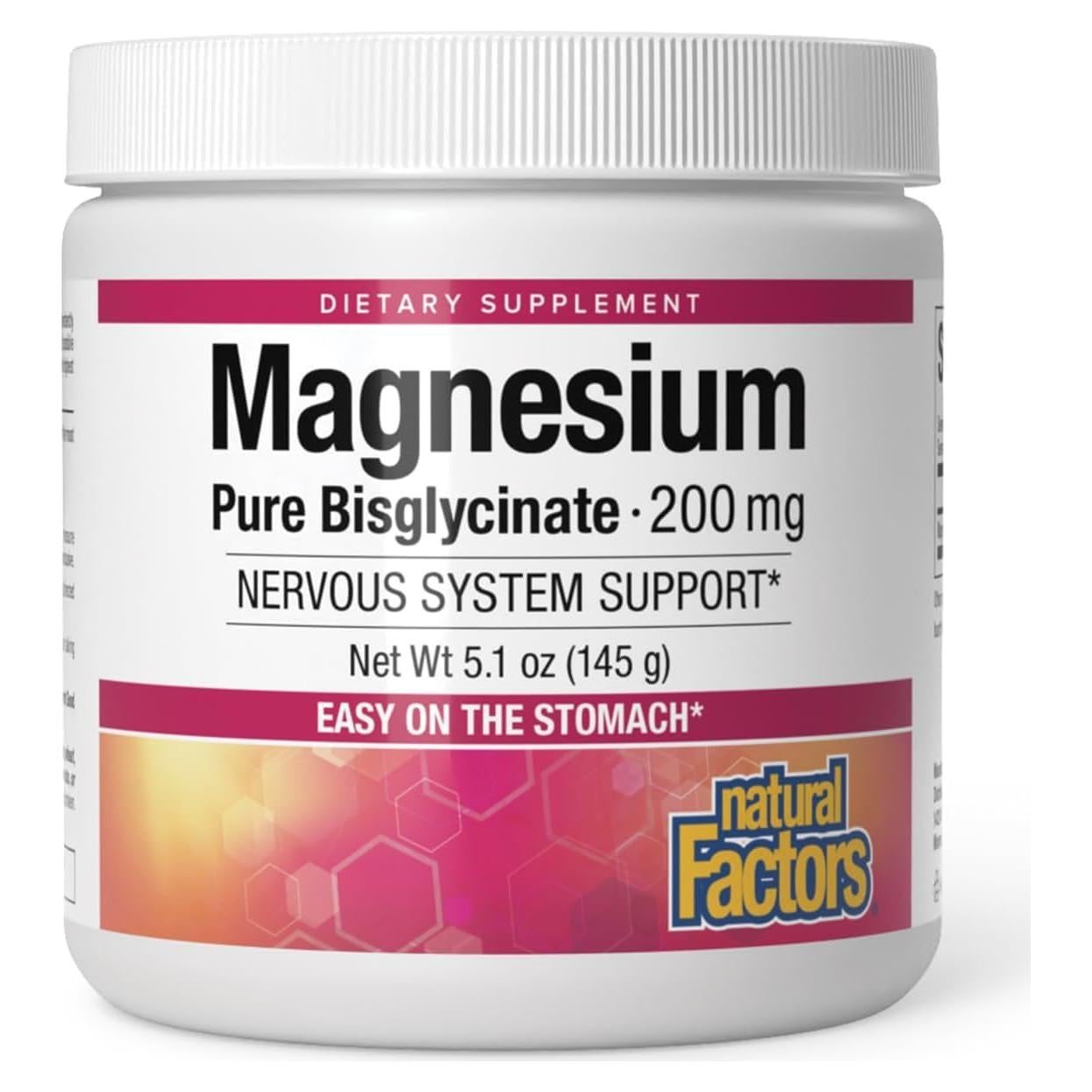 Polvo de Bisglicinato de Magnesio Puro Factores Naturales 145 g