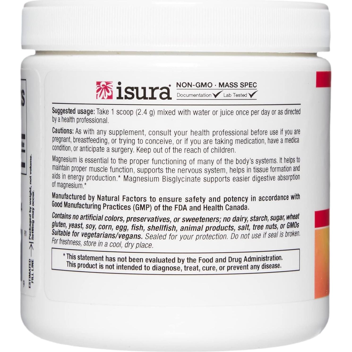 Polvo de Bisglicinato de Magnesio Puro Factores Naturales 145 g