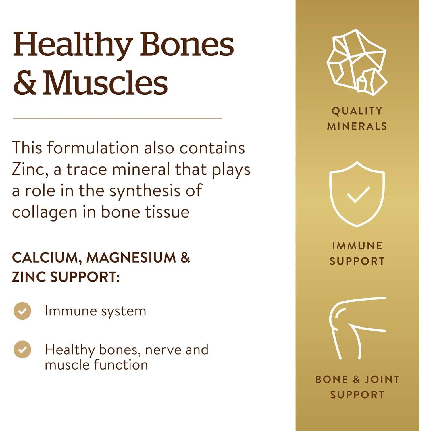 Solgar Calcio Magnesio Zinc 100 Tabletas - Salud Huesos y Dientes