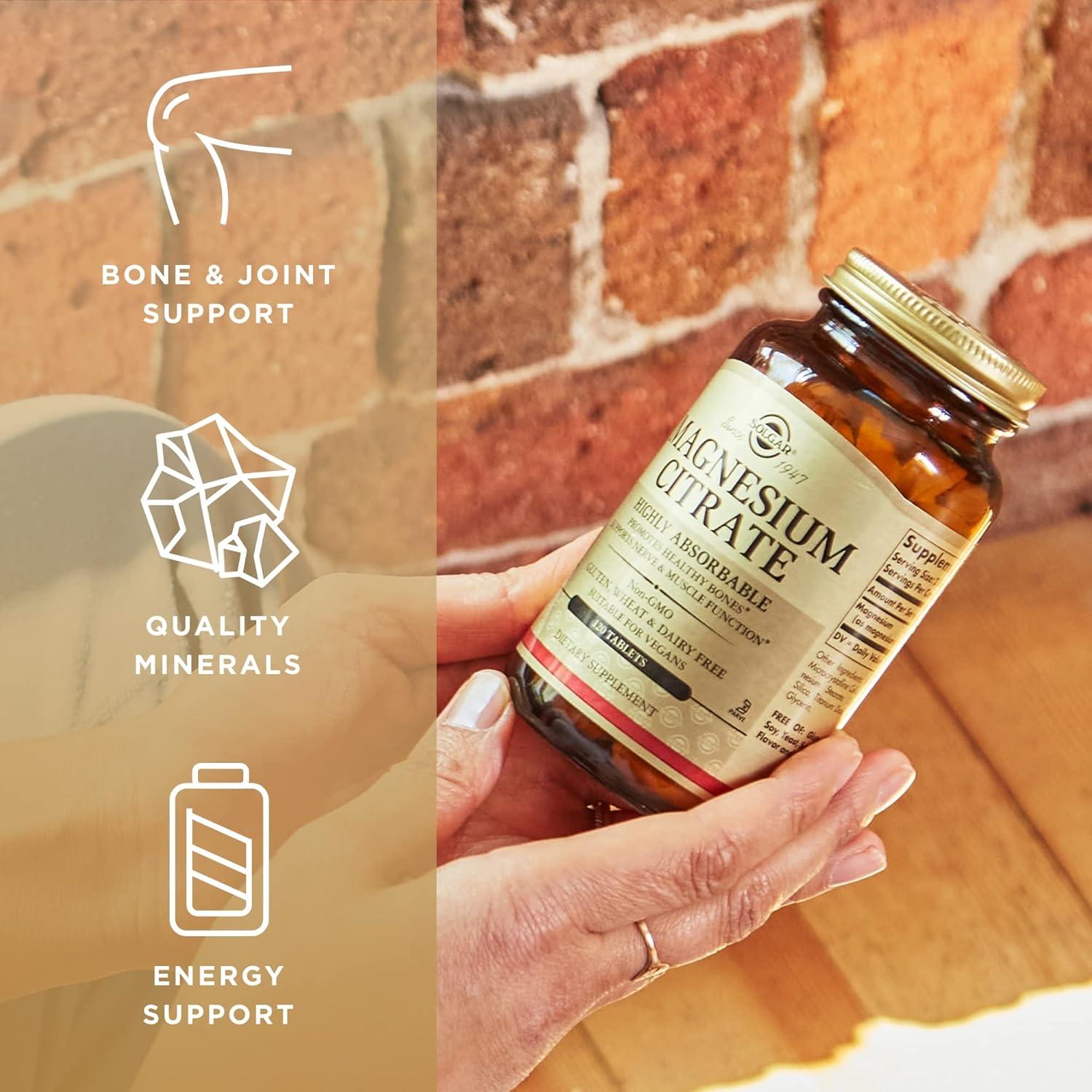 Citrato de Magnesio Solgar 120 Tabletas - Absorbible, Vegano