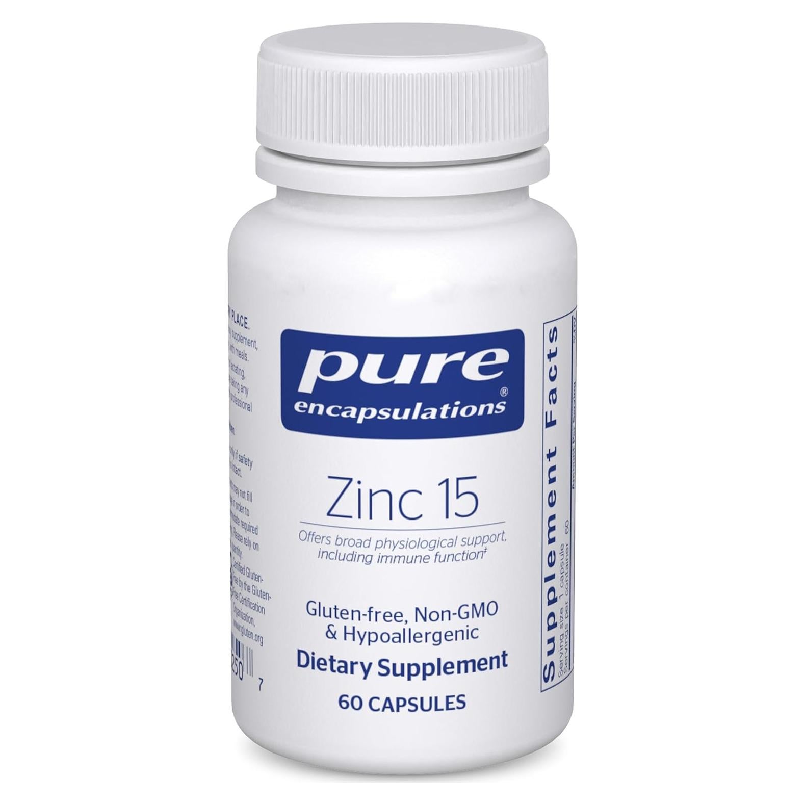 Suplemento de Zinc Picolinato Pure Encapsulations 60 Cápsulas