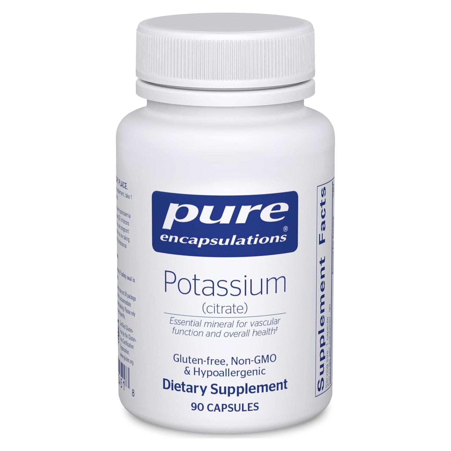 Suplemento de Potasio Citrato Pure Encapsulations - 90 Cápsulas