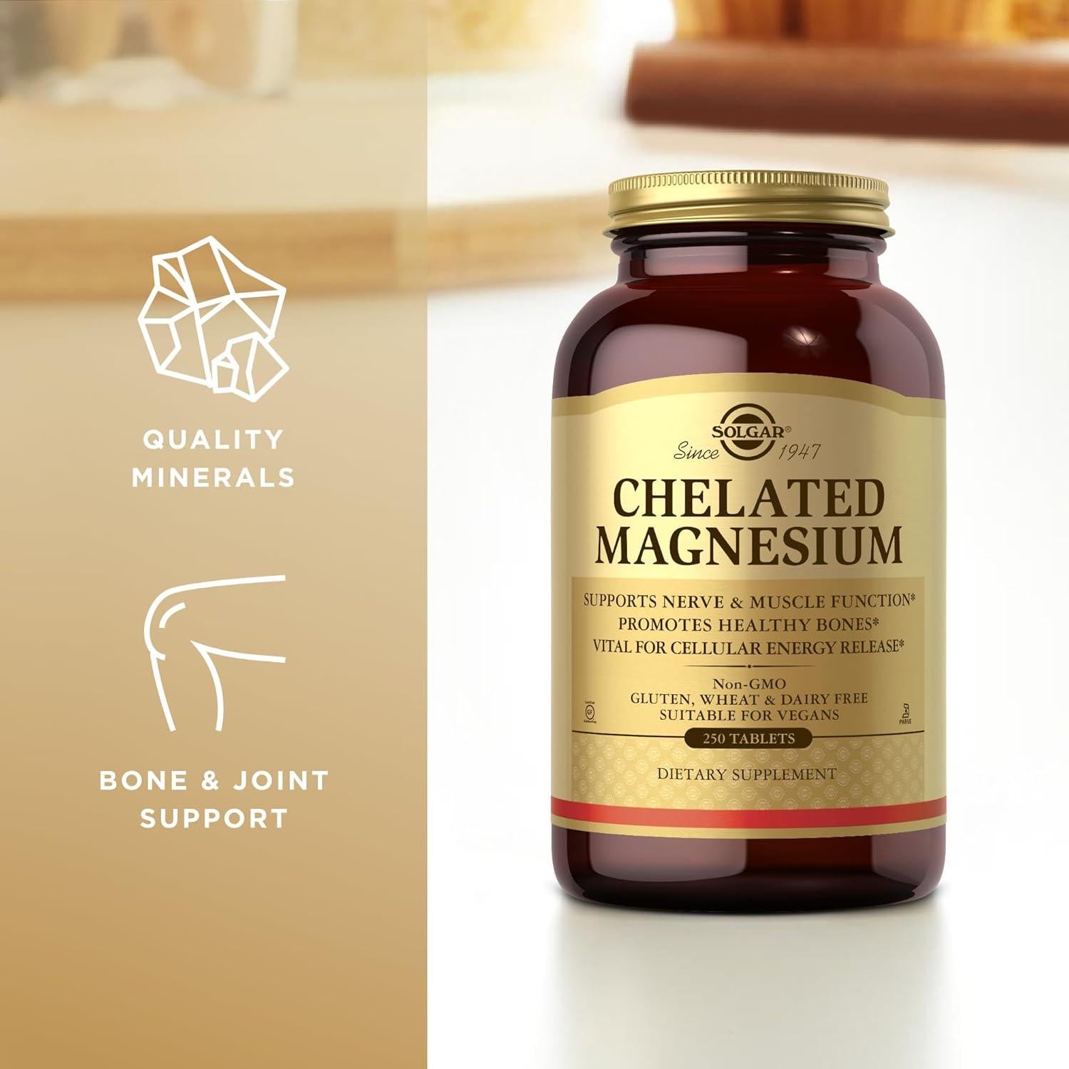 Solgar Magnesio Quelado 250 Tabletas - Vegano, Sin Gluten