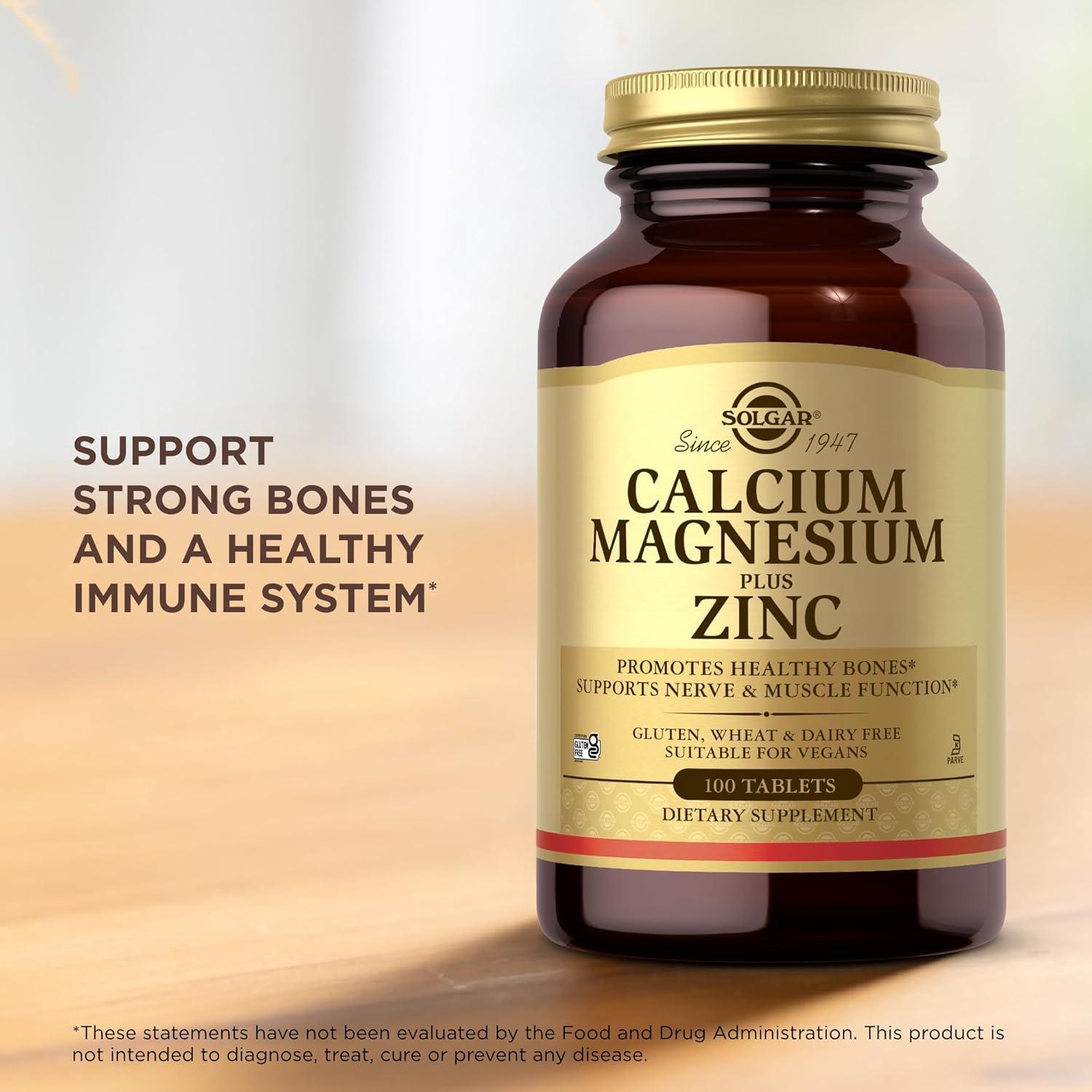 Suplemento Solgar Calcio Magnesio Zinc - 200 Tabletas Veganas