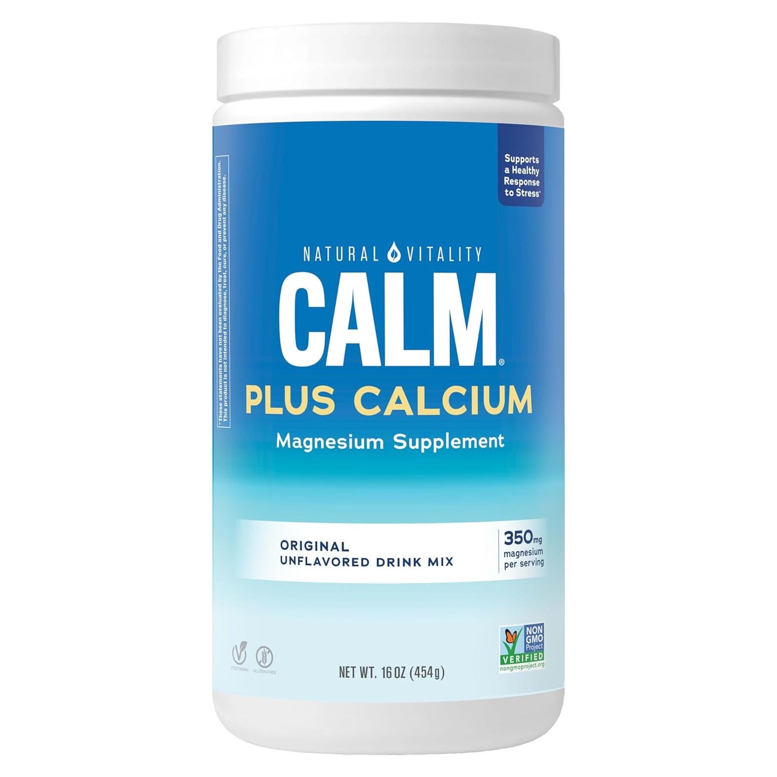 Suplemento de Magnesio y Calcio Natural Vitality Calm 454 g