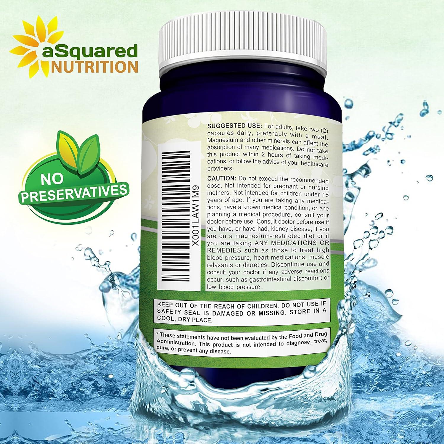 Suplemento de Citrato de Magnesio aSquared Nutrition 833mg - 200 Cápsulas Veganas