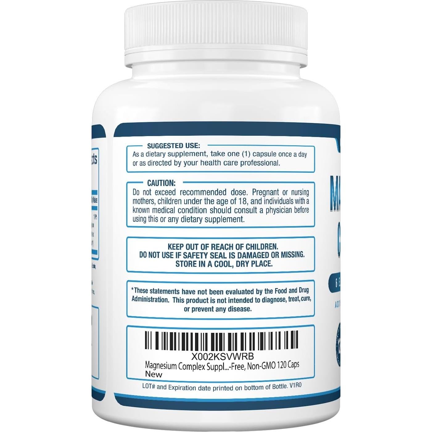 Suplemento de Magnesio Purely Optimal - 120 Cápsulas Alta Absorción