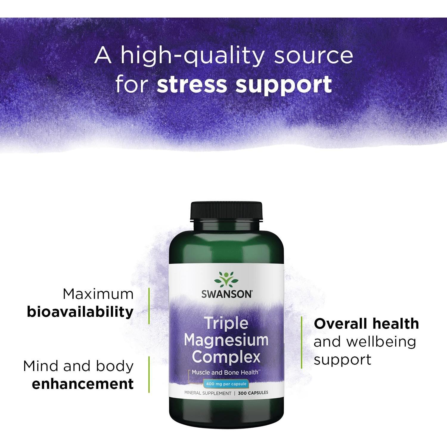 Complejo de Magnesio Triple Swanson 400mg - 300 Cápsulas