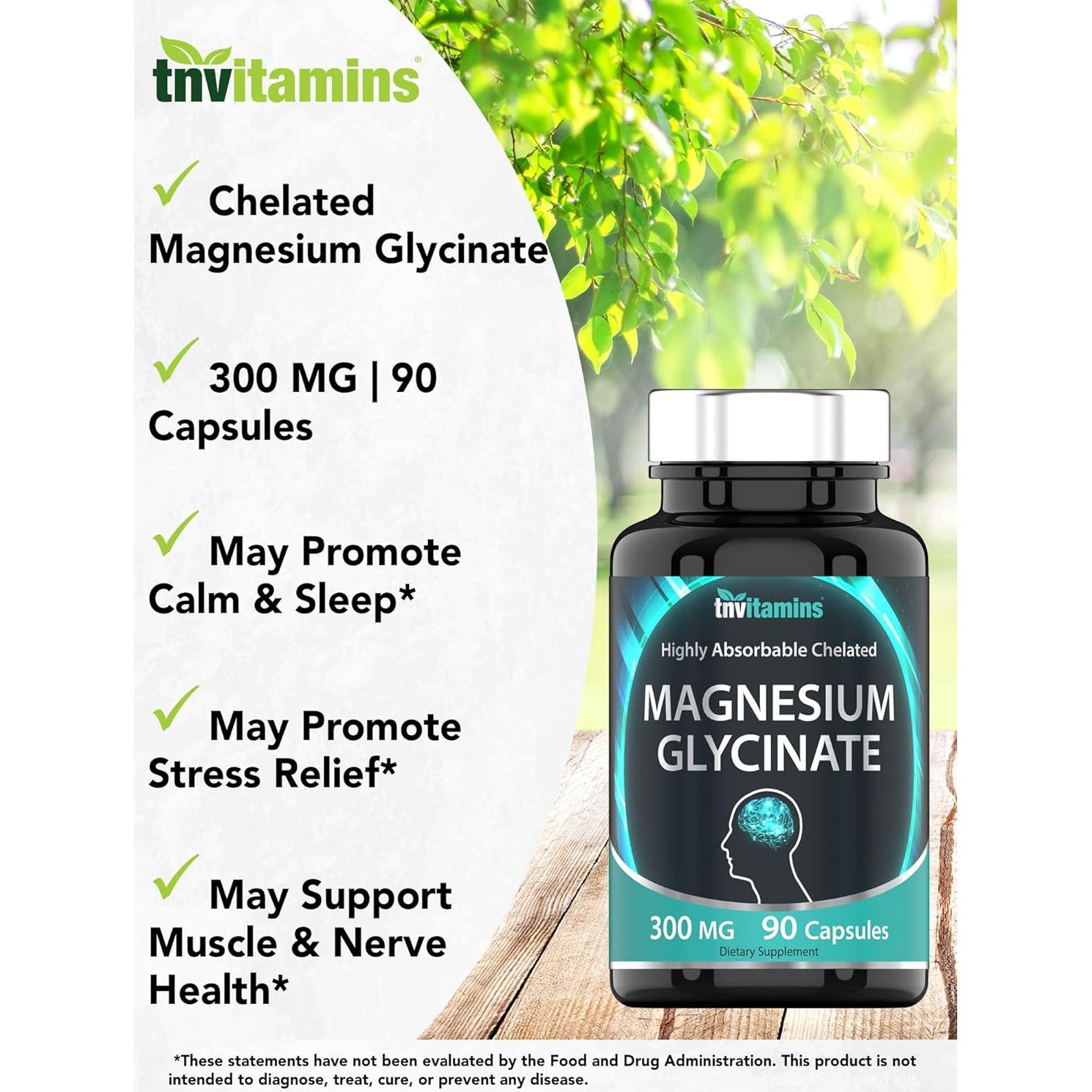 Cápsulas de Glicinato de Magnesio 300mg TNVitamins - 90 Unidades