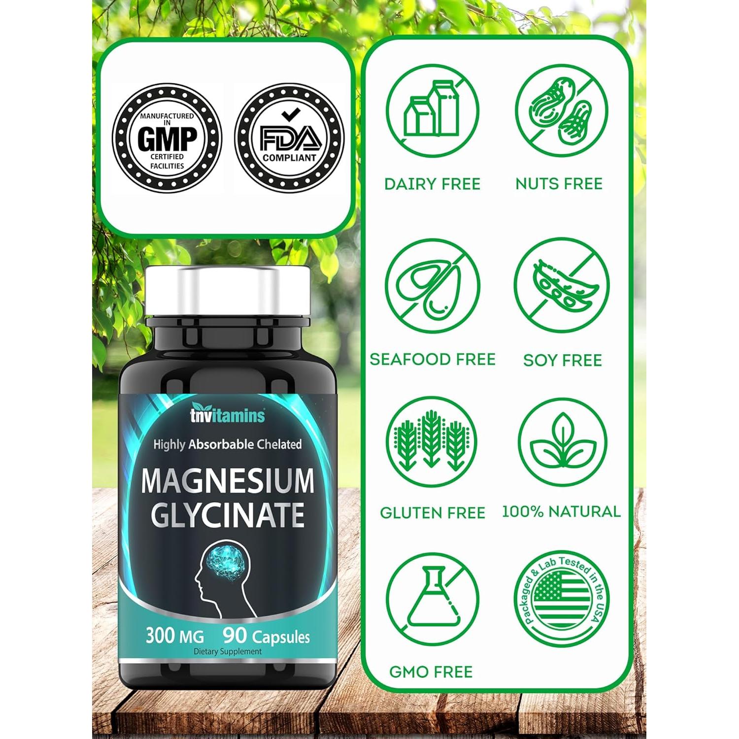 Cápsulas de Glicinato de Magnesio 300mg TNVitamins - 90 Unidades