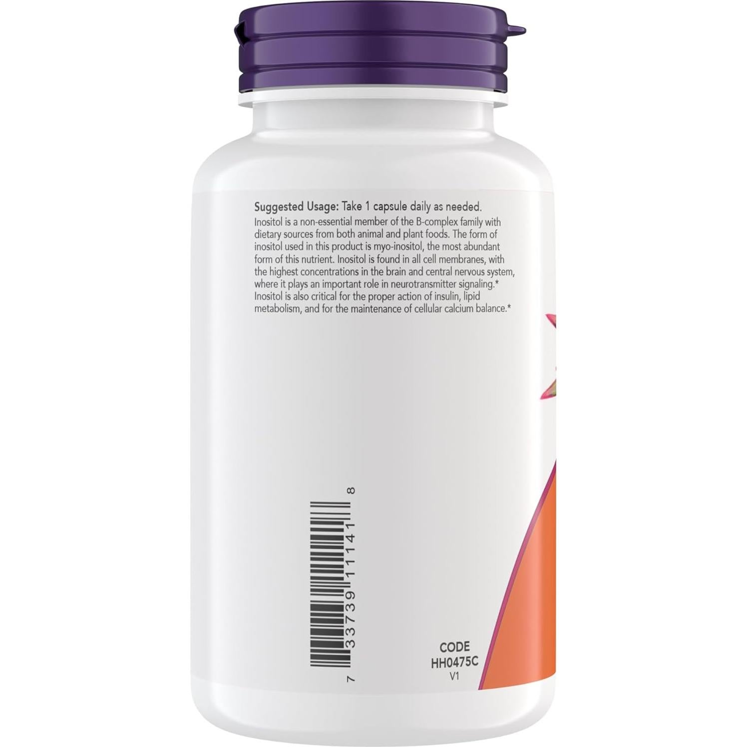 Now Foods Inositol 500 mg Myo Inositol 200 Cápsulas Veganas