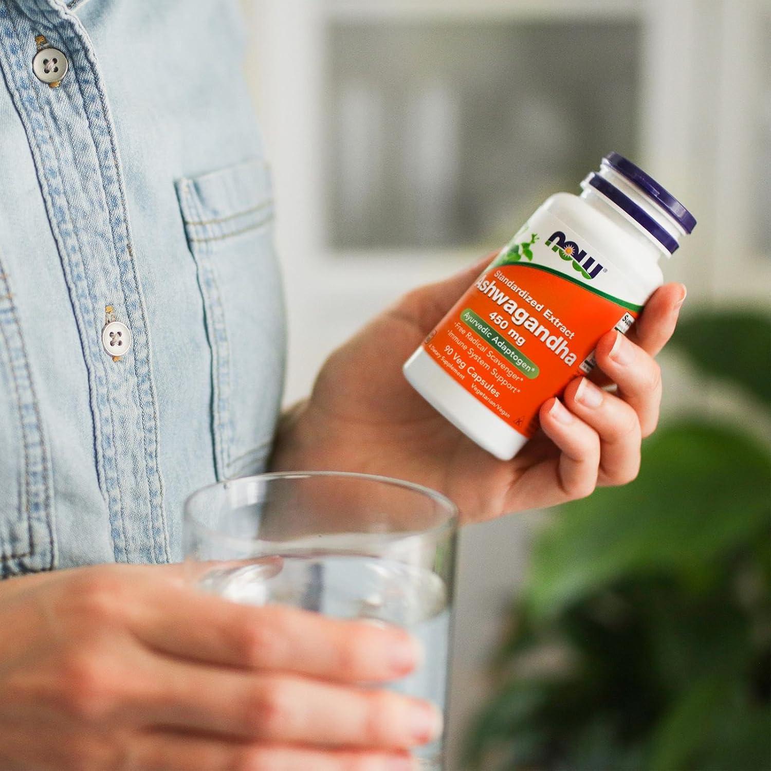 Suplemento Ashwagandha NOW Foods 450 mg 90 Cápsulas Veganas