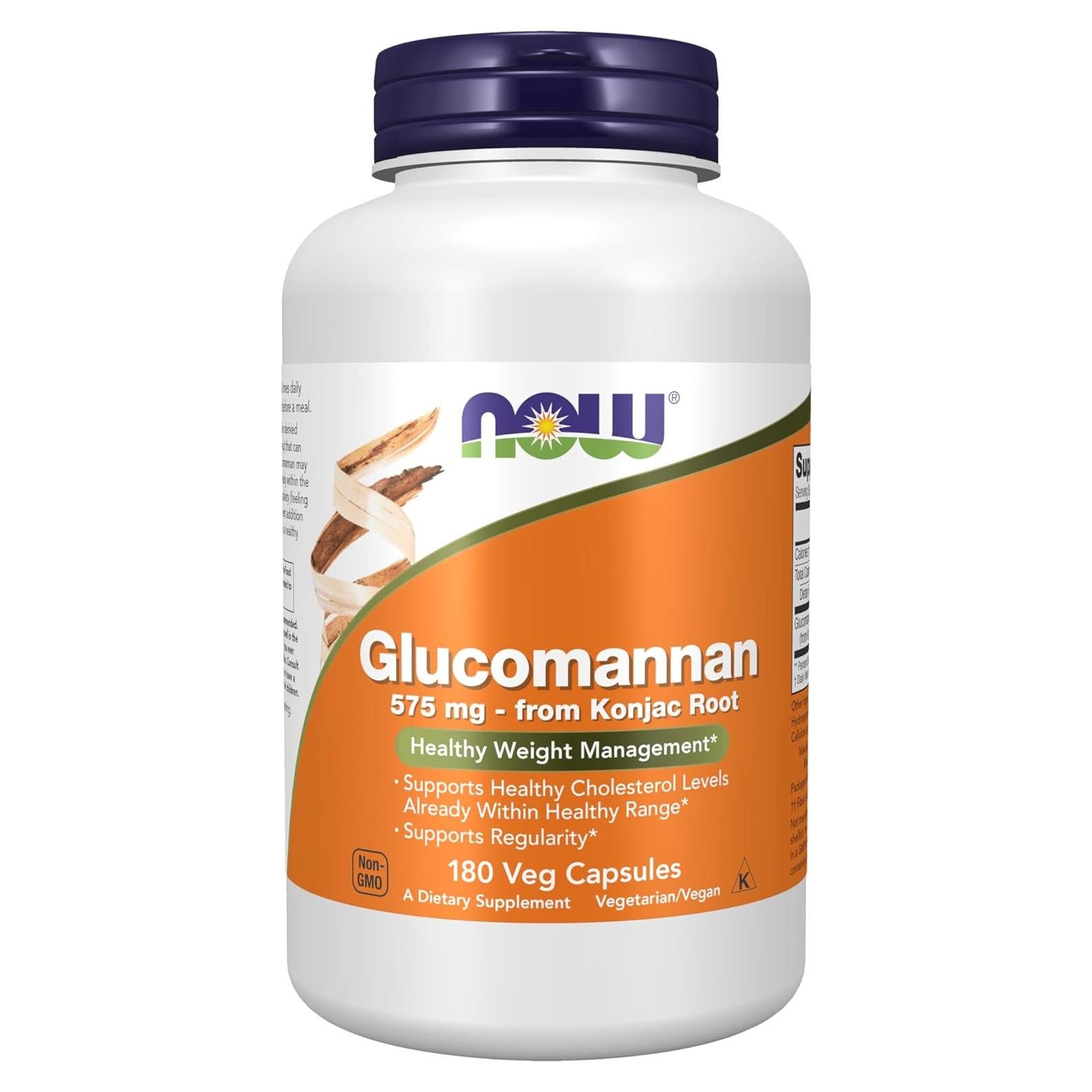 NOW Foods Glucomanano 575 mg 180 Cápsulas Veganas - Apoyo Peso Saludable