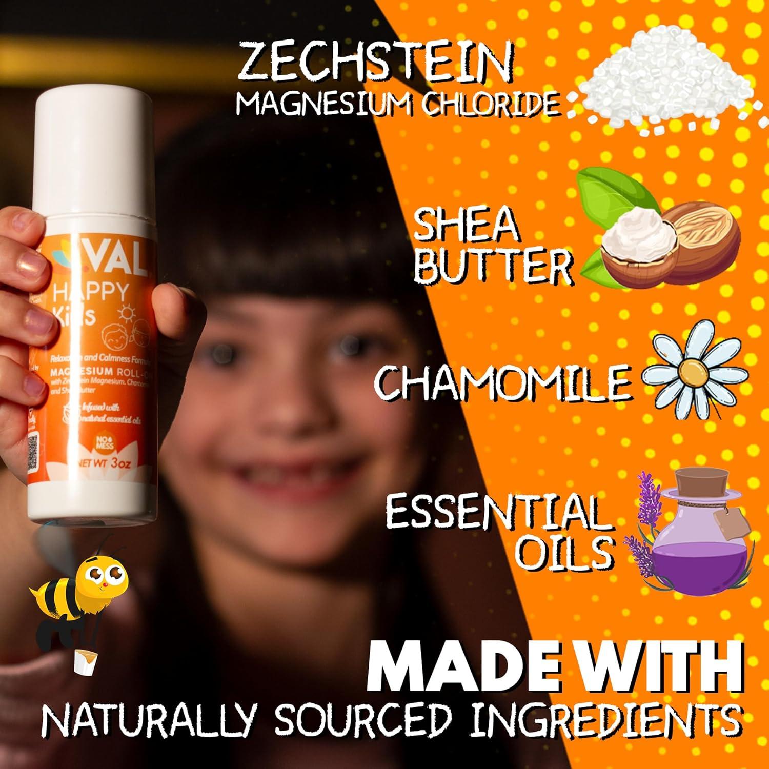 Roll-On de Magnesio VAL para Niños 85g | Cloruro de Magnesio Zechstein | Relajación y Calma