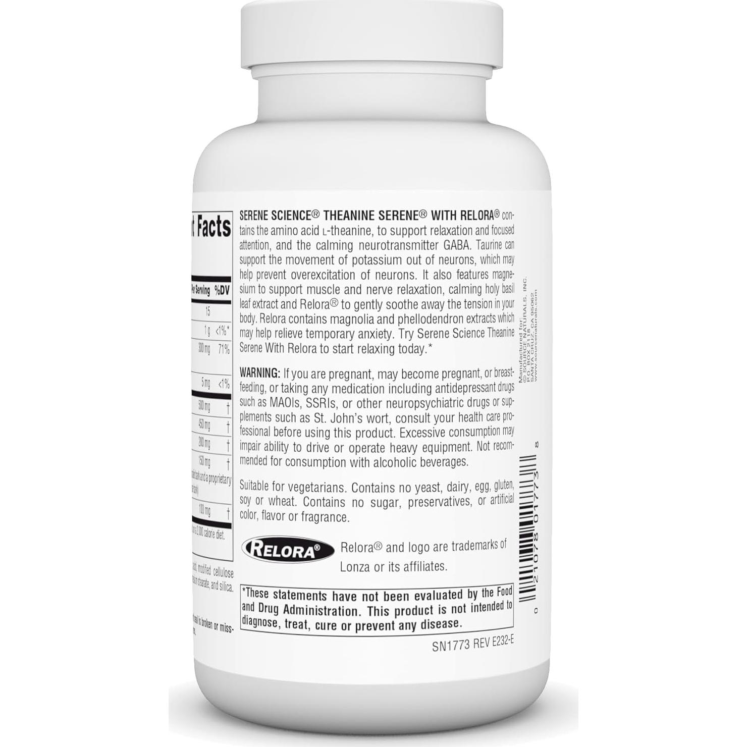 Source Naturals Theanine Serene 120 Tabletas Calmantes