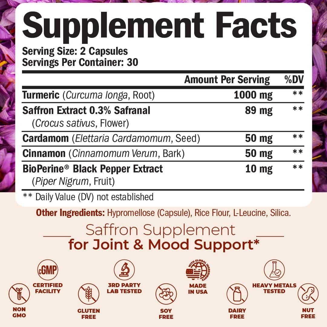 Suplemento de Azafrán y Cúrcuma Vimerson Health 60 Cápsulas