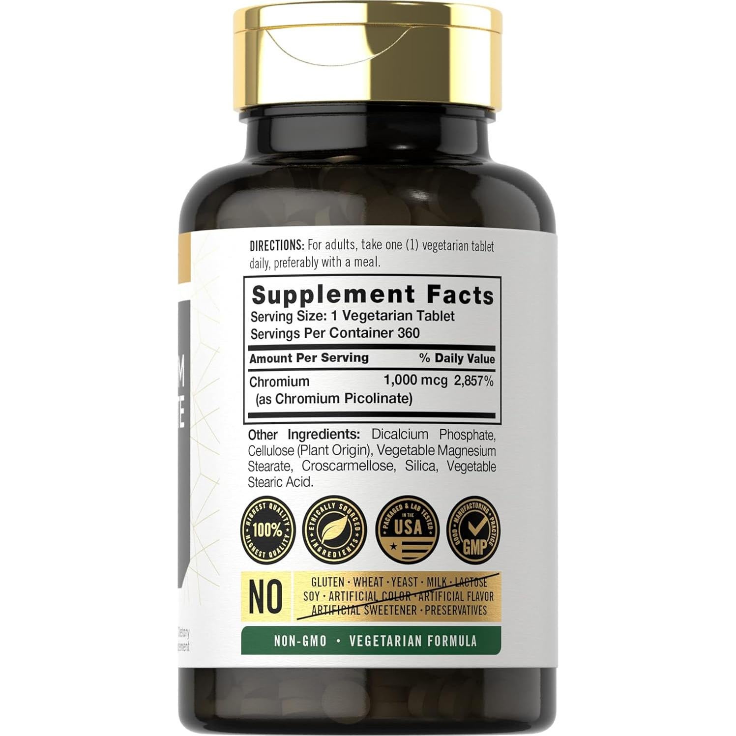 Carlyle Picolinato de Cromo 1000 mcg 360 Tabletas Vegetariano