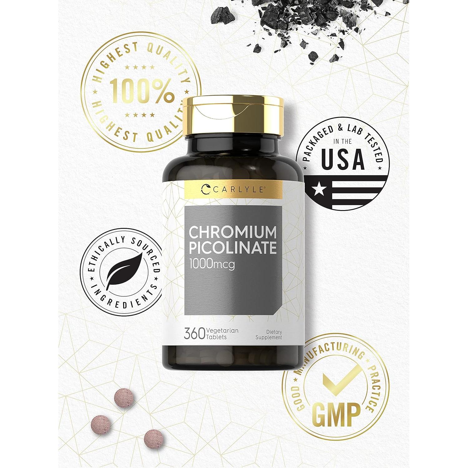 Carlyle Picolinato de Cromo 1000 mcg 360 Tabletas Vegetariano