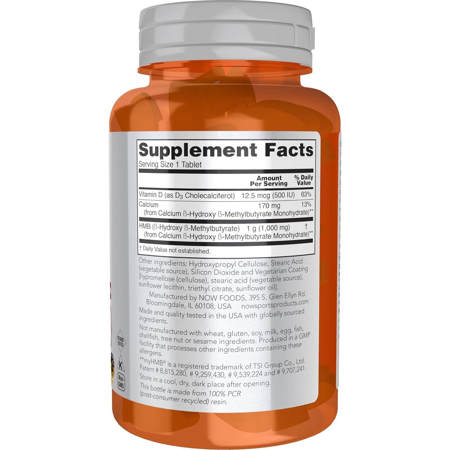 Suplemento HMB Doble Fuerza NOW Foods 1000 mg 90 Tabletas