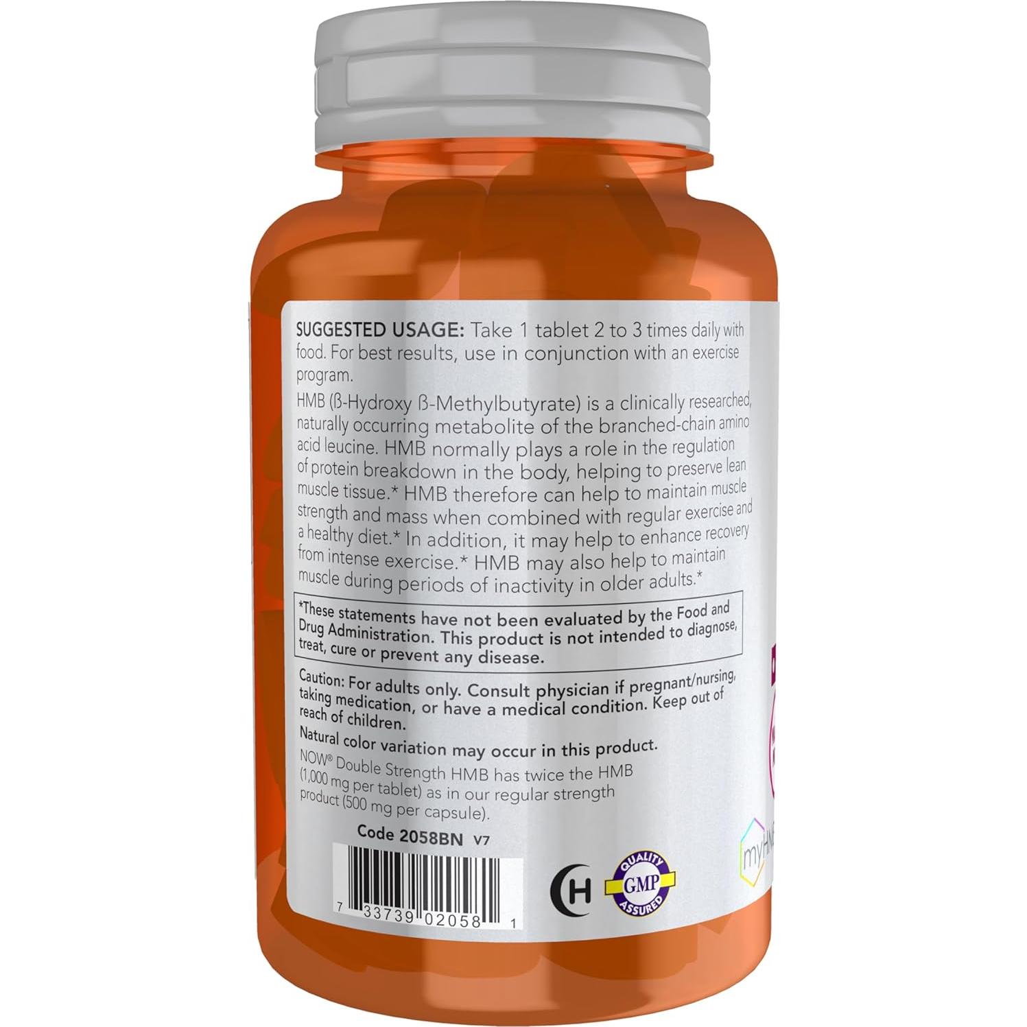 Suplemento HMB Doble Fuerza NOW Foods 1000 mg 90 Tabletas