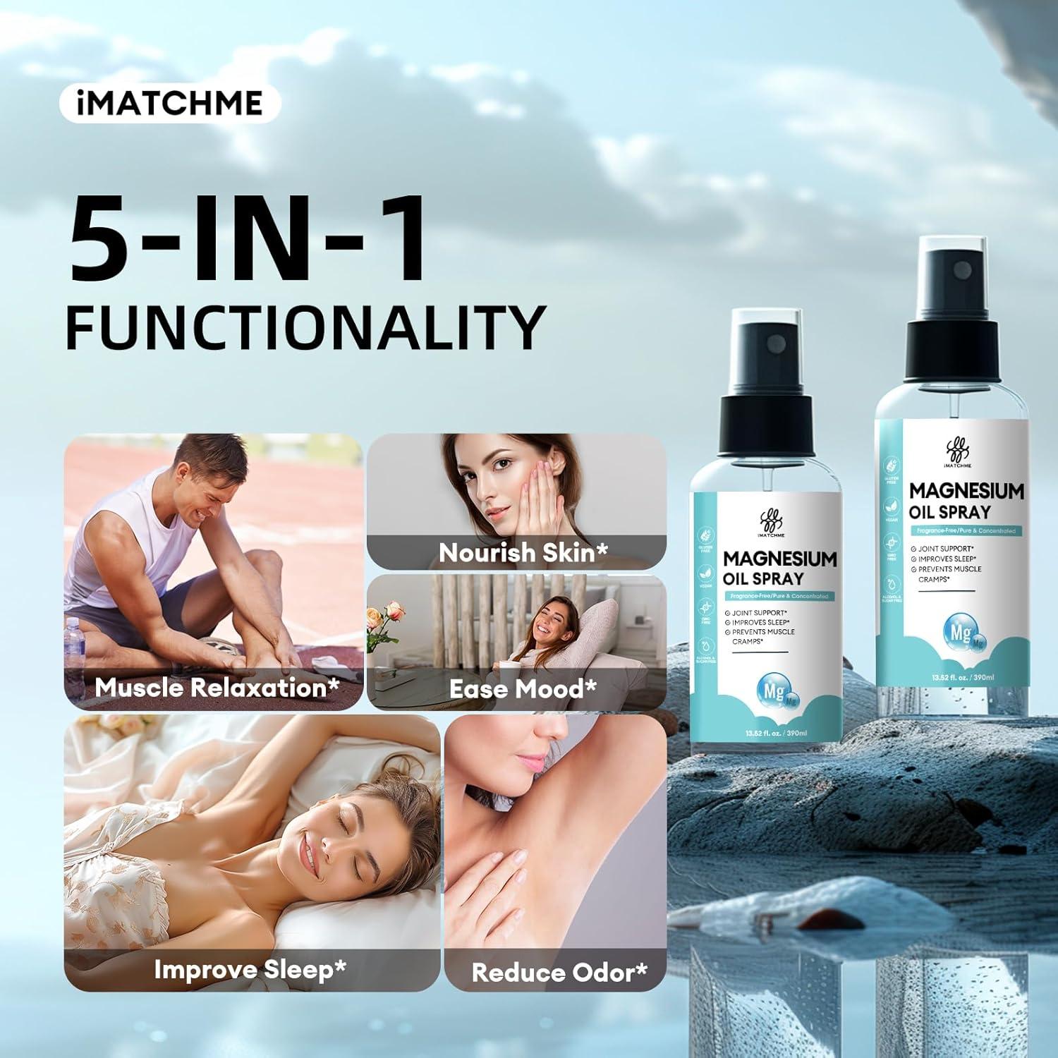 Spray de Aceite de Magnesio iMATCHME 373 g - Alivio Muscular y Sueño