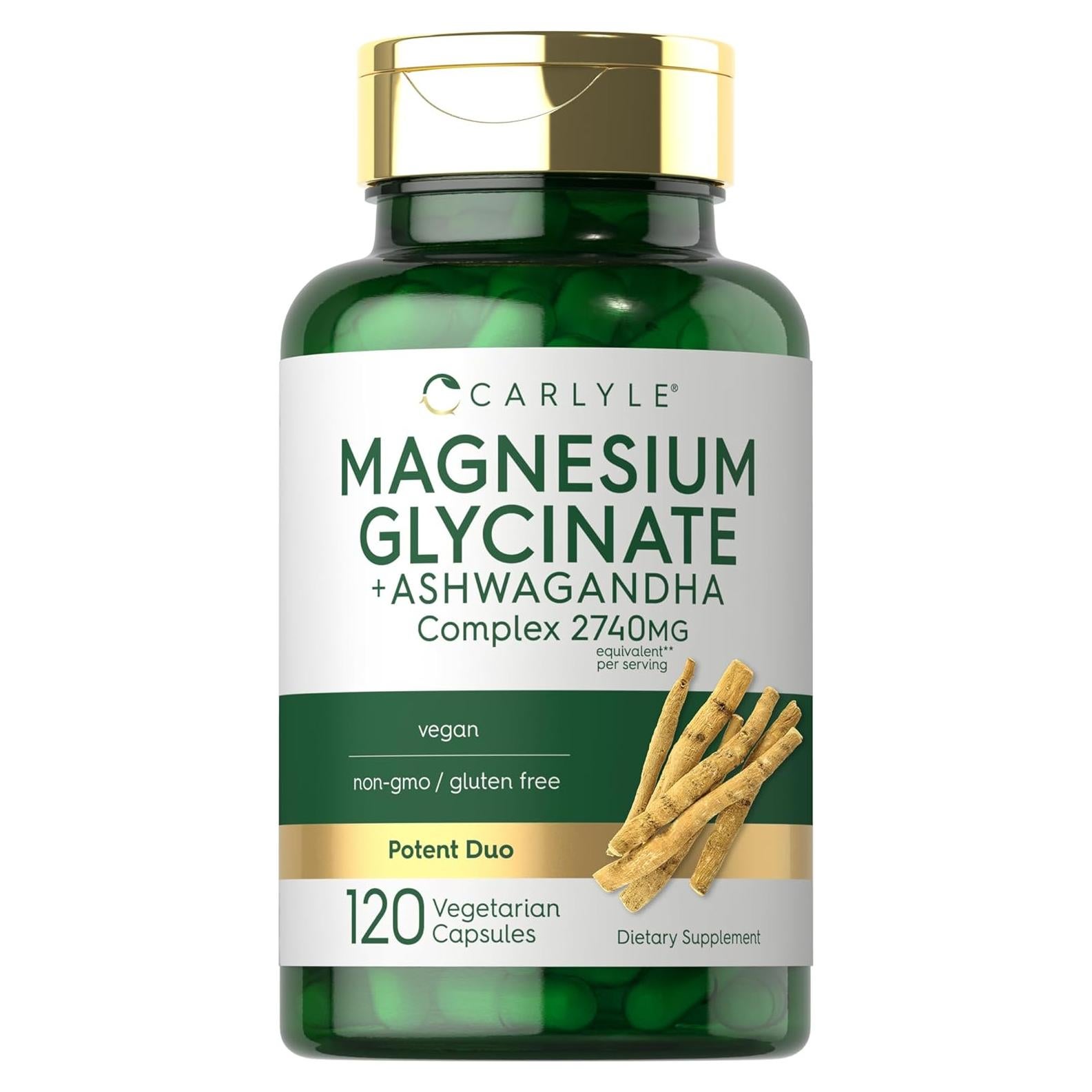 Cápsulas Vegetarianas de Glicinato de Magnesio + Ashwagandha 120u
