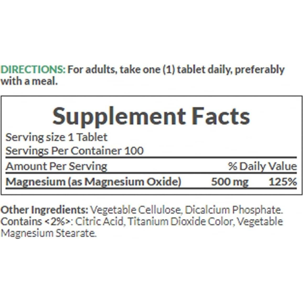 Tabletas de Magnesio Nature's Bounty 500 mg 100 Unidades