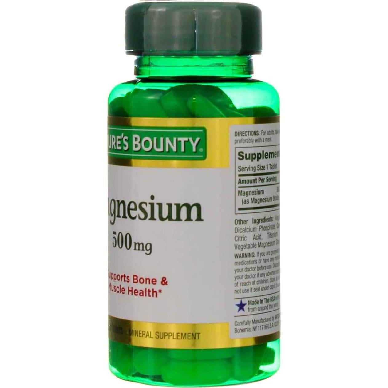 Tabletas de Magnesio Nature's Bounty 500 mg 100 Unidades