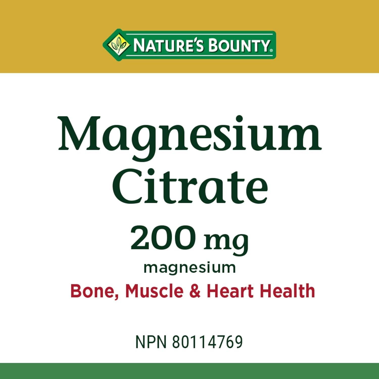 Citrato de Magnesio Nature's Bounty 200 mg 75 Tabletas