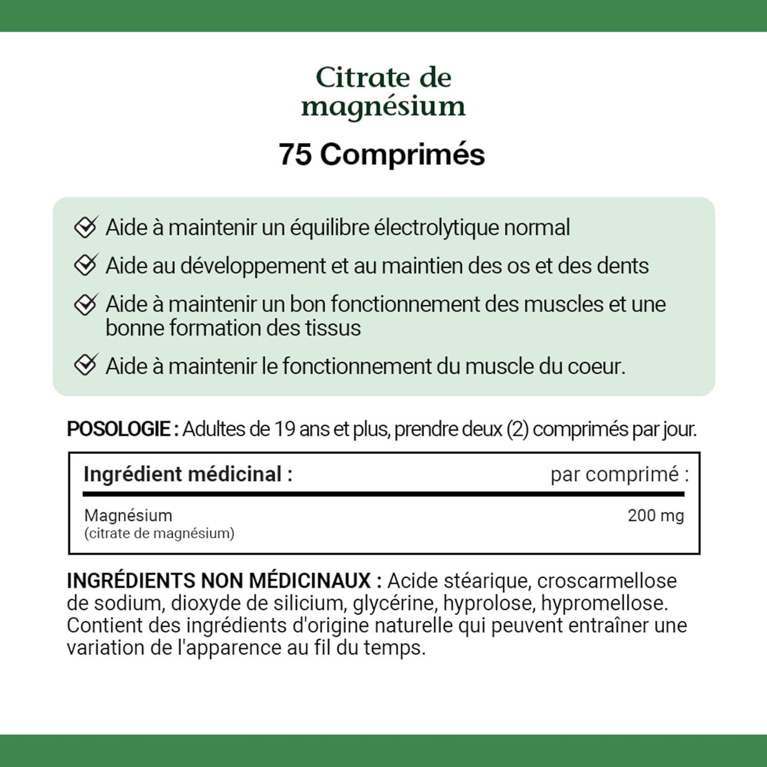 Citrato de Magnesio Nature's Bounty 200 mg 75 Tabletas