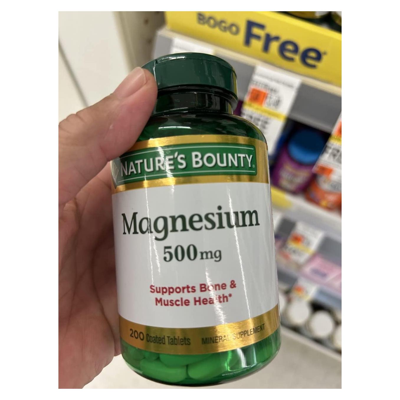 Magnesio Nature's Bounty 500mg 200 Tabletas Recubiertas