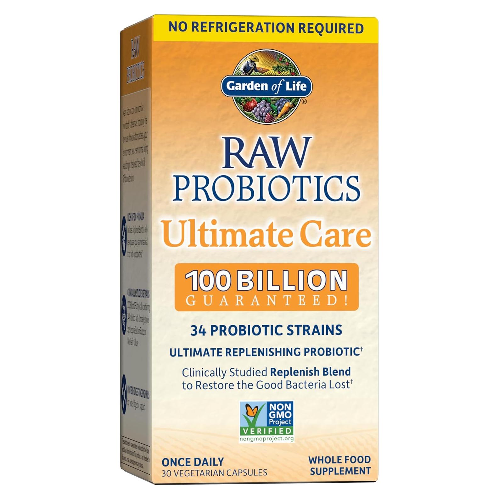 Probioticos Crudos Jardín de Vida 100 Mil Millones CFU 30 Cápsulas