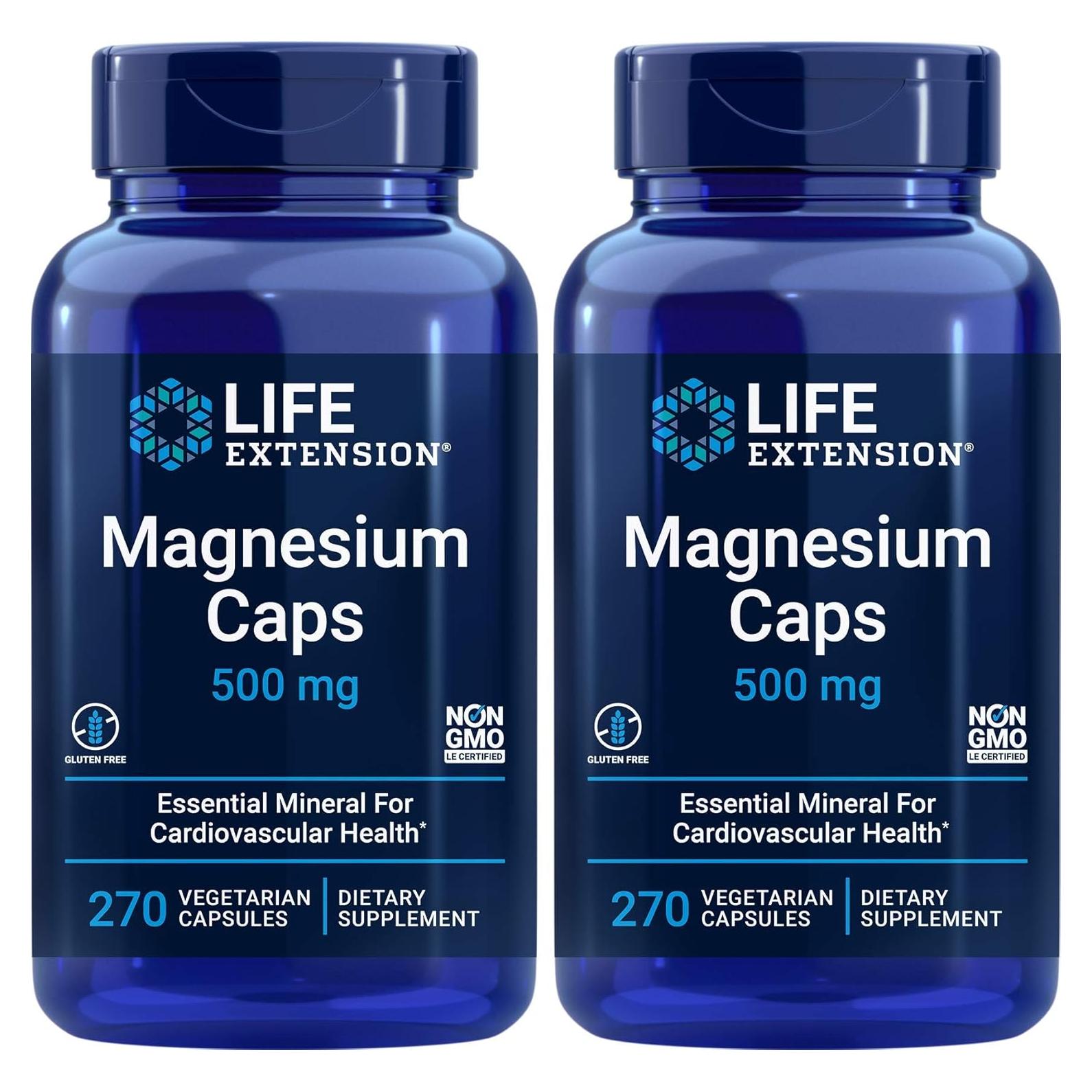 Cápsulas de Magnesio Life Extension 500mg - Paquete de 2, 270 Cápsulas Veganas