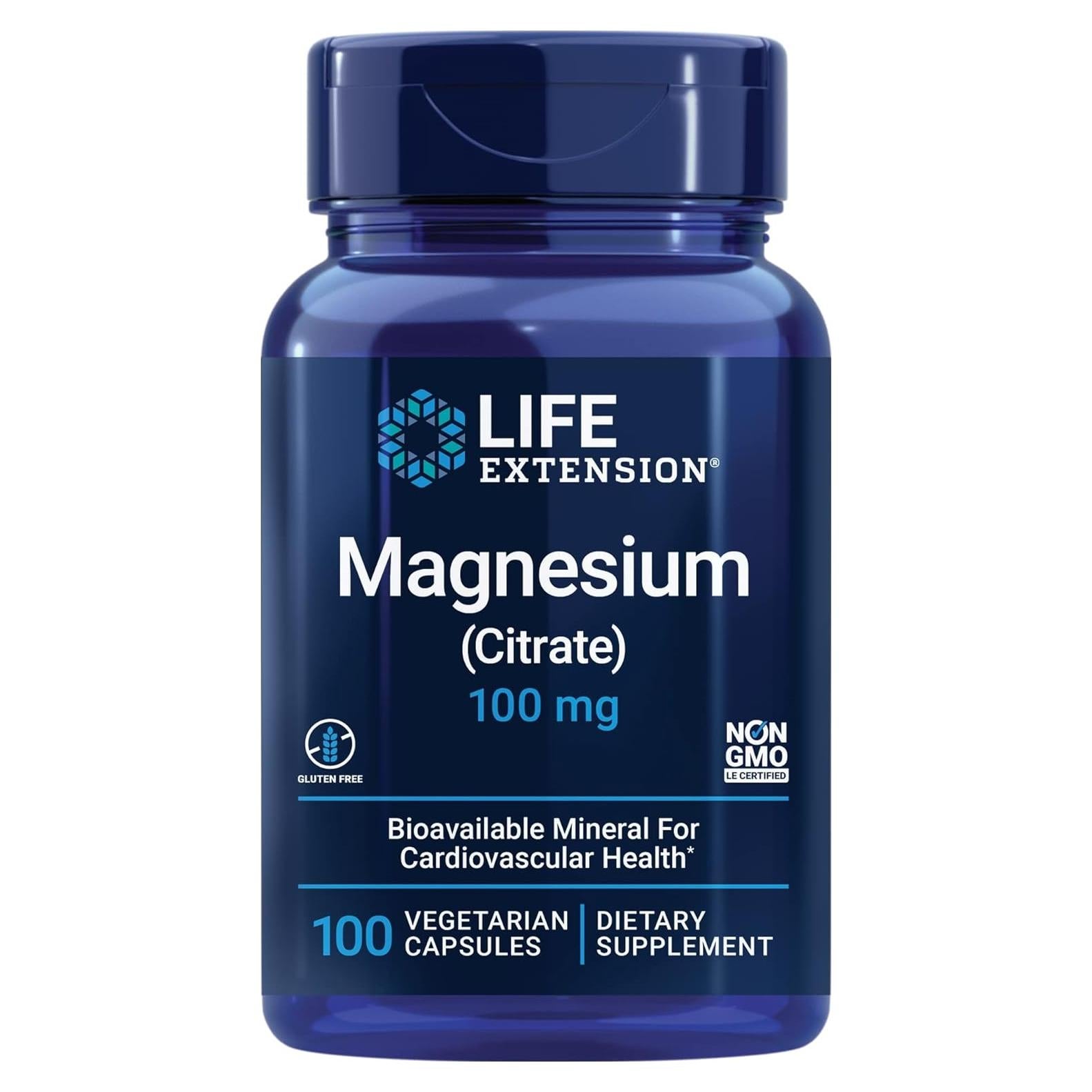 Cápsulas Vegetarianas Citrato de Magnesio Life Extension 100 mg - 100 Unidades