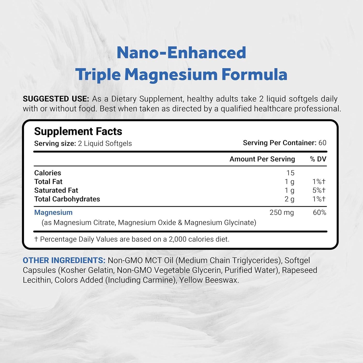 Complejo de Magnesio Triple Naturalis 250mg 120 Cápsulas Veganas